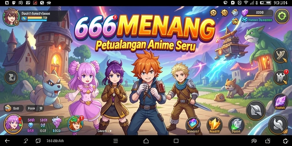 Screenshot utama dari gameplay menarik 666MENANG dengan karakter anime.