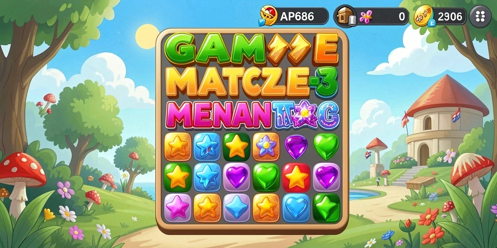 Tampilan gameplay seru dari AP686 dengan kombinasi warna-warni.