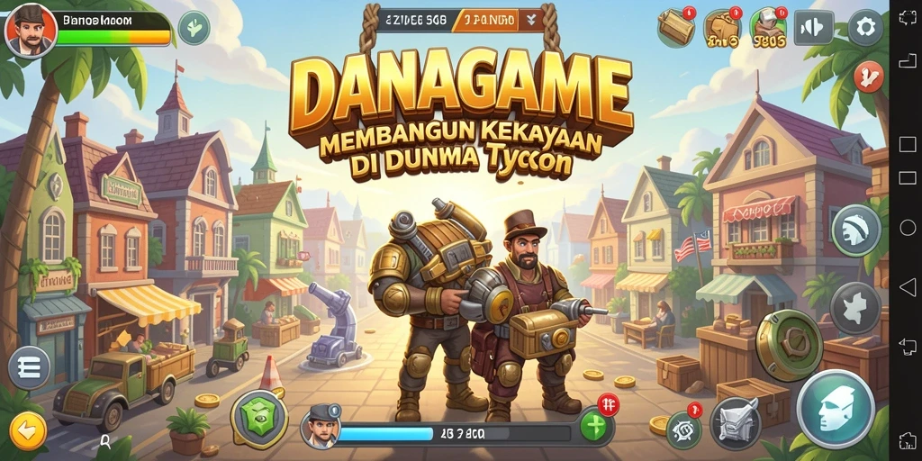 Tangkapan layar gameplay Tycoon yang menampilkan pembangunan bisnis di DANAGAME.
