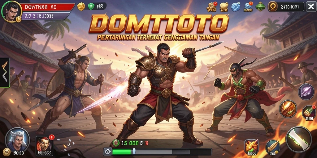 Tampilan gameplay mendebarkan dengan aksi pertarungan karakter yang menegangkan.