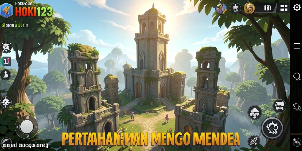 Screenshot gameplay menara pertahanan HOKI123 yang menarik.