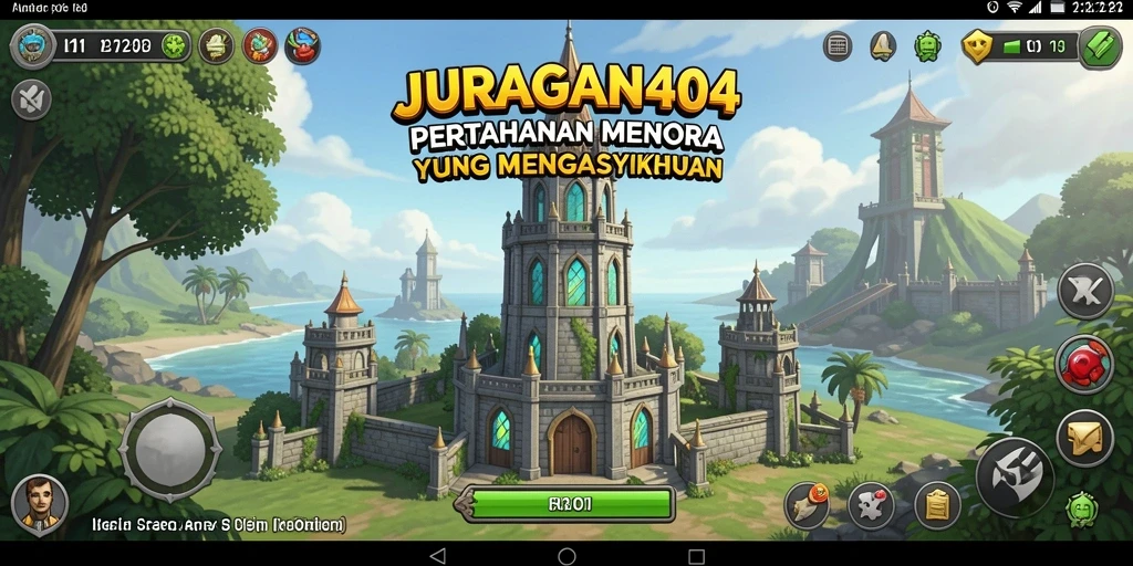 Tangkapan layar JURAGAN404 menampilkan keseruan gameplay Tower Defense.
