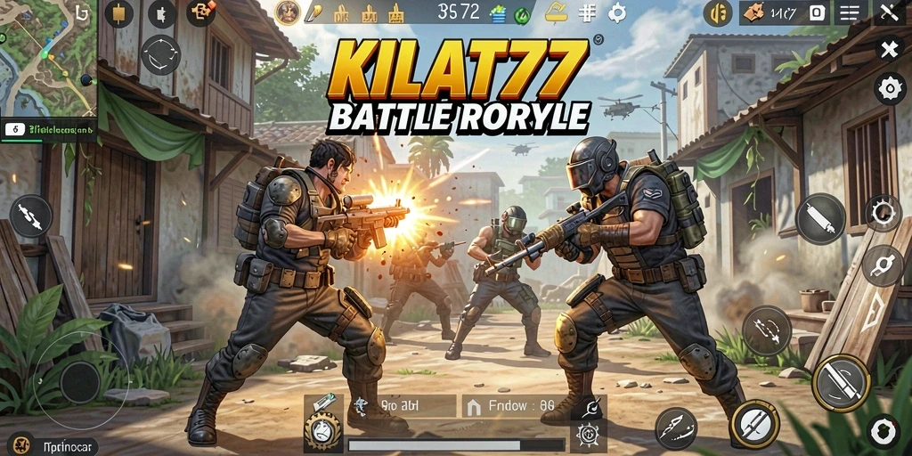 Tangkapan layar KILAT77 yang menunjukkan aksi pertempuran seru di arena Battle Royale.