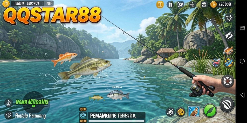 Screenshot QQSTAR88 menampilkan gameplay memancing yang mendebarkan.