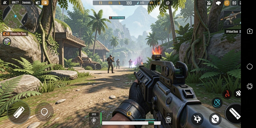 Screenshot menunjukkan aksi seru saat bertempur dalam game TPS.