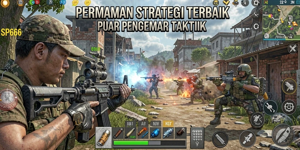 Screenshot gameplay SP666 menampilkan pertempuran strategis yang mendebarkan.