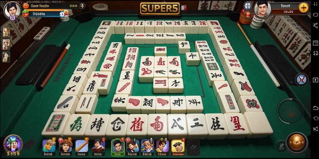 Tampilan gameplay Mahjong SUPER5 yang seru dan menantang.