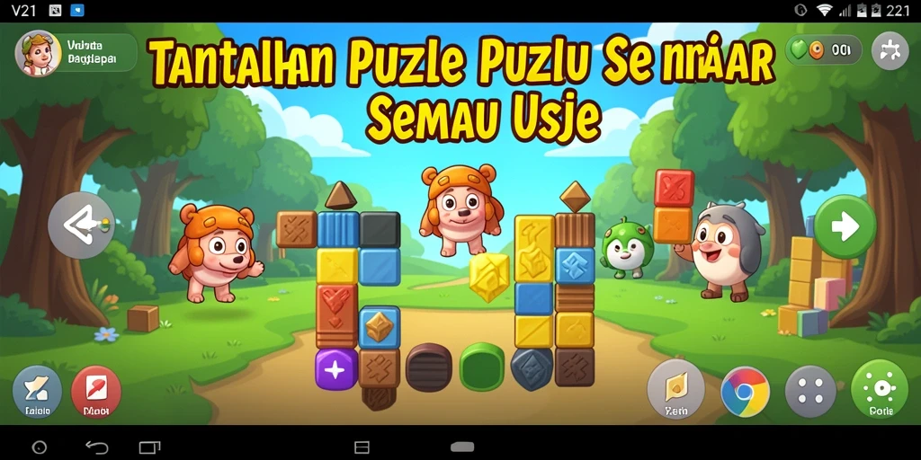 Tampilan gameplay utama V21 yang penuh warna dan menantang.